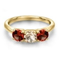 thumbnail image 3 of Gem Stone King 10K Yellow Gold Peach Morganite and Red Garnet Engagement Ring for Women | 1.50 Cttw | Round 5MM | Gemstone October Birthstone | Size 6, 3 of 6