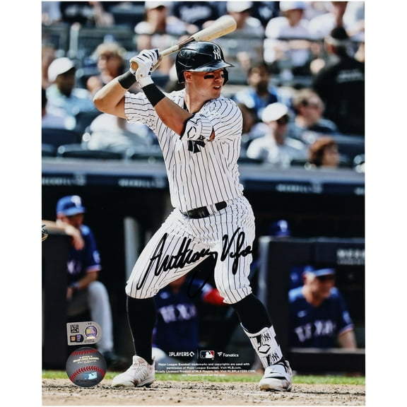 Anthony Volpe New York Yankees Autographed 8" x 10" Pinstripe Jersey Batting Stance Photograph - Fanatics Authentic Certified