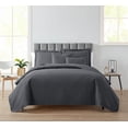 thumbnail image 2 of Nestl 5 Piece Quilt Set King , Soft Microfiber Lightweight Bedspread Coverlet, Modern Style Diamond Weave Bed Cover, Gray, 2 of 5