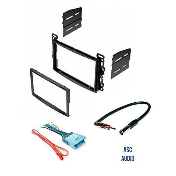 ASC Double Din Stereo Dash Kit, Wire Harness, and Antenna Adapter for some Chevrolet: 2005-2006 Cobalt, 2005-2006 Equinox, 2004-2007 Malibu / Maxx (no Classic); Pontiac: 2005-2008 G6, 2006 Torrent