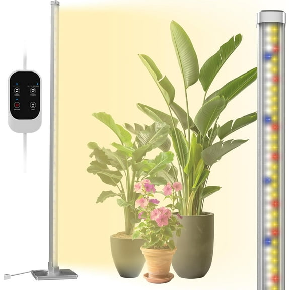 ZHIBO Standing Grow Light with Auto-Timer, 36W Full Spectrum LED Plant Light, 3 Light Modes, 268 LEDs, 60IN Silver