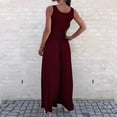 thumbnail image 5 of Idoravan Women Sets Clothing Clearance Womens Summer Solid Color Sleeveless Slim Vest+ Casual Wide Leg Pants Suit Set, 5 of 7