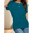 thumbnail image 3 of Women's Casual Short Sleeve Dolman Boat Neck Summer T Shirts with pleats Size S-3XL, 3 of 4