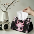 thumbnail image 2 of SEANATIVE Pink Axolotl Tissue Box Cover Rectangle Tissue Box Holder Cherry Blossom Tissue Cover Napkin Organizer PU Leather Kitchen Tissue Box Cover for Tabletop Bathroom Car Home Decor 2 Pcs, 2 of 7