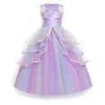 thumbnail image 3 of Vestido largo de actuación, vestido de malla colorido, vestido de princesa de actuación para niños con unicornio de Halloween, 3 of 6