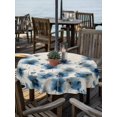thumbnail image 2 of Outdoor Tablecloths with Umbrella Hole & Zipper, Navy Blue Floral Round Tablecloth 54 Inch, Spring Flowers Rustic Butterfly Waterproof Table Cloth, Patio/Pool/Picnic Table Covers, 2 of 8