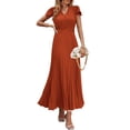 thumbnail image 1 of Vestido largo PRETTYGARDEN para mujer, cuello en V, manga corta con volantes, verano, 1 of 8