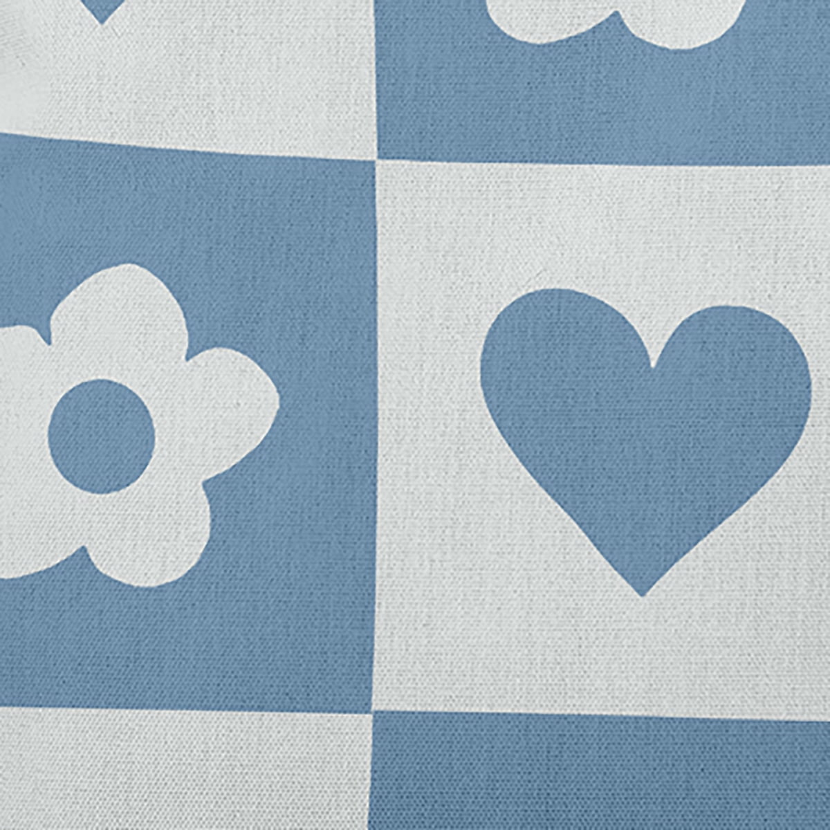 20" x 20" Simply Daisy Heart And Flowers Grid Polyester Indoor/Outdoor Pillow, Chambray Qty 1