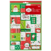 Holiday Time Green White & Red Juvi Themed Gift Tags, Foil and Paper Self Adhesive Gift Labels, 100 Count