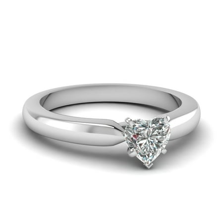1/2 Carat Heart Shaped Diamond Comfort Fit Solitaire Engagement Ring In 14K White Gold GIA Certified