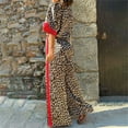thumbnail image 4 of HSHMT Womens 2 Piece Outfits Sweatsuits Sets Women's Leopard Print Color Block Short Sleeved Loose Shirt And Elastic Waist Pocket Pants Set, 4 of 7