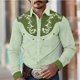 thumbnail image 3 of Camisa de hombre estilo occidental retro con estampado floral, informal, para exteriores, calle, uso diario, primavera y verano, con solapa, manga larga, tallas S-5XL, camisa de tela elástica, 3 of 5