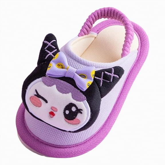 HCNTES Kids Toddler Slippers Baby Girls Boys Cute Cartoon Design House Shoes Non Slip Warm Soft Fall Winter Fuzzy Indoor Slipper(A01-Purple,6.5)
