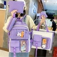 thumbnail image 5 of 5pcs Backpack Crossbody Bag Handbag Drawstring Bag And Pen Bag Set, Cute Cartoon High School Junior High School Students Large Capacity All-match Backpack, Cute Sweet Student Backpack With Cute Rabbit And Carrot Charms, 5 of 5