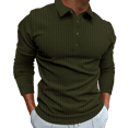 thumbnail image 3 of Dwelliawo Polo Shirts for Men Button Down Muscle Long Sleeve Knit Polo Shirt Casual Outdoors Tops Henley Classic Fashion Ribbed Winter Shirts Army Green L, 3 of 3