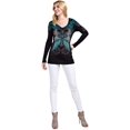 thumbnail image 2 of Vocal Womens Cross Wings with Stitches Rhinestone Long Sleeve Top (Medium, Black), 2 of 4
