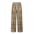 thumbnail image 2 of GrmtClth Men's Pajama Pants Ultra Lightweight Soft Plaid Night Pants Casual Lounge Pj Bottoms with Pocket and Drawstring Brown XXXL, 2 of 5