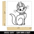 thumbnail image 2 of Cute Kitty Cat Reindeer Christmas Self-Inking Rubber Stamp Ink Stamper - Green Ink - Small 1 Inch, 2 of 7