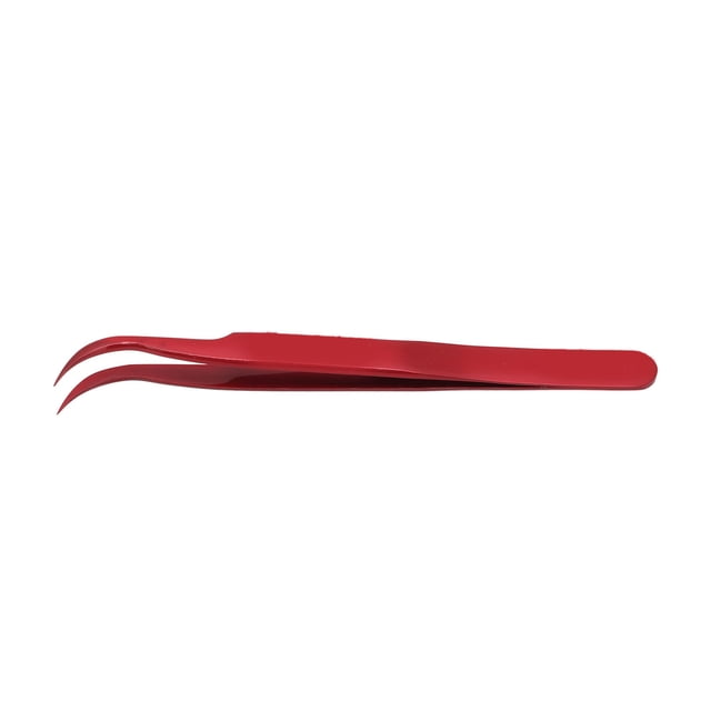 Pinzas de aleación de aluminio con punta curva, herramienta antimagnética para reparación y mantenimiento de dispositivos electrónicos, color rojo