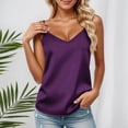 thumbnail image 2 of Womens Silk Satin Tank Tops V Neck Casual Cami Sleeveless Camisole Blouses Summer Basic Tank Shirt, 2 of 6