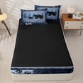 thumbnail image 4 of Erosebridal Rustic Bear Paw Print Zipper Full Size Comforter Sets with Fitted Sheet and 2 Pillowcases,Forest Pine Silhouette Zipper Bedding Set,Navy Blue Gray Black,Black Reversible, 4 of 6