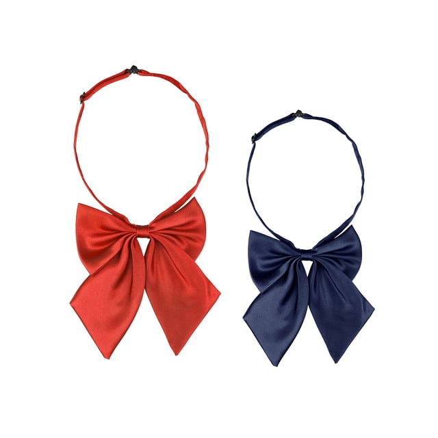 INSPIRAR CHIC Corbata de moño ajustable para mujeres en color sólido, 2 piezas Rojo+Azul Marino