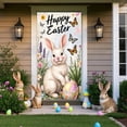 thumbnail image 5 of ChicYu 35×71in Easter Door Cover Egg Bunny Pattern Holiday Door Curtain Durable Washable Fabric Door Decor for Front Porch Home Party Supplies, 5 of 6