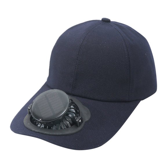 Ticikt Solar & USB Charging Fan Hat, Adult Mesh Cooling Baseball Cap with Fan, Adjustable Unisex Sun Visor for Hiking Fishing,Color:Navy