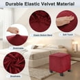 thumbnail image 3 of Uxcell 1-Pack 13" x 13" x 15" Fundas de otomana cuadrada estirable de tela de terciopelo para protector de taburete de sala de estar interior [Vino], 3 of 7
