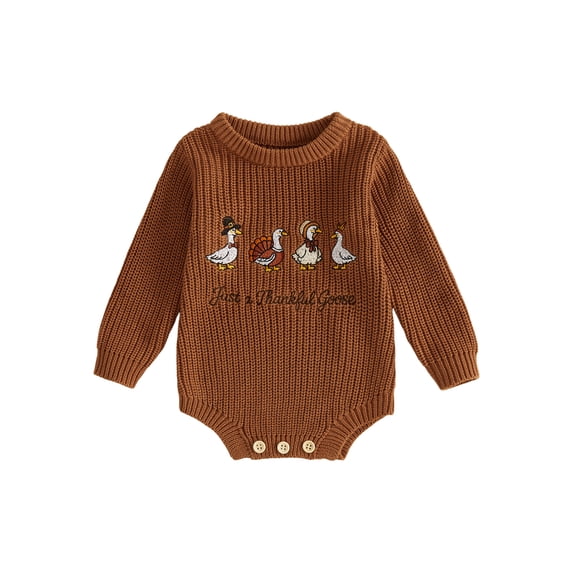 RUINIXCW Newborn Baby Girl Boy Thanksgiving Knit Sweater Romper Outfit Infant Boy Girl Fall Winter Clothes Turcky Goose Loose Long Sleeve Bodysuit