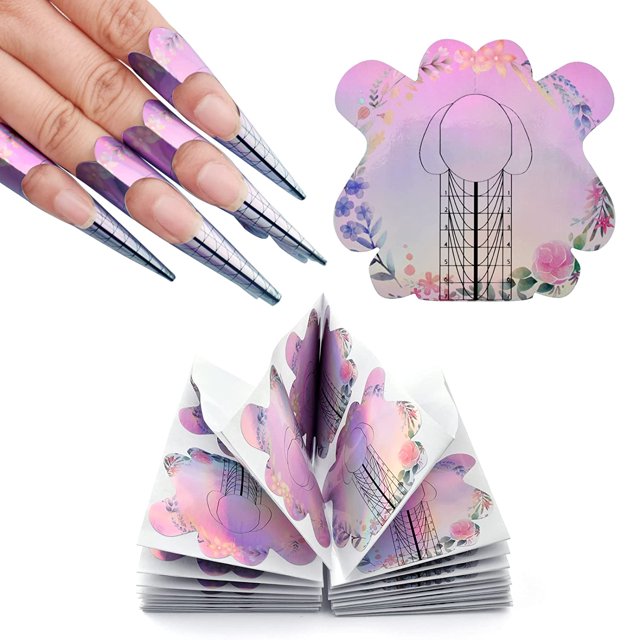 300pcs Nail Forms, Strong Butterfly Rainbow Nail Form Extension Sticker, Self-Adhesive Sticky Nail Tips Guide for UV Gel/Extension/Acrylic Nail Molds Builder for Salon (YZHT001-300pcs)