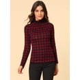 thumbnail image 4 of INSPIRE CHIC Blouse Décontractée à Carreaux pour Femme à Col Roulé Ajustée à Manches Longues, 4 of 6