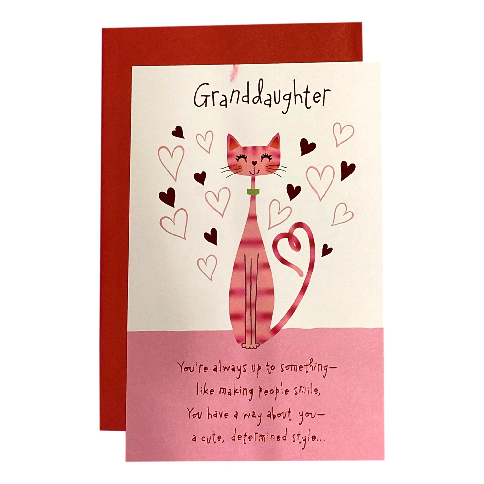 Valentine S Day Greeting Card For Grand Daughter Granddaughter You Re Always Up To Something Foil Accents Metallic Lettering Cat Hearts Walmart Com