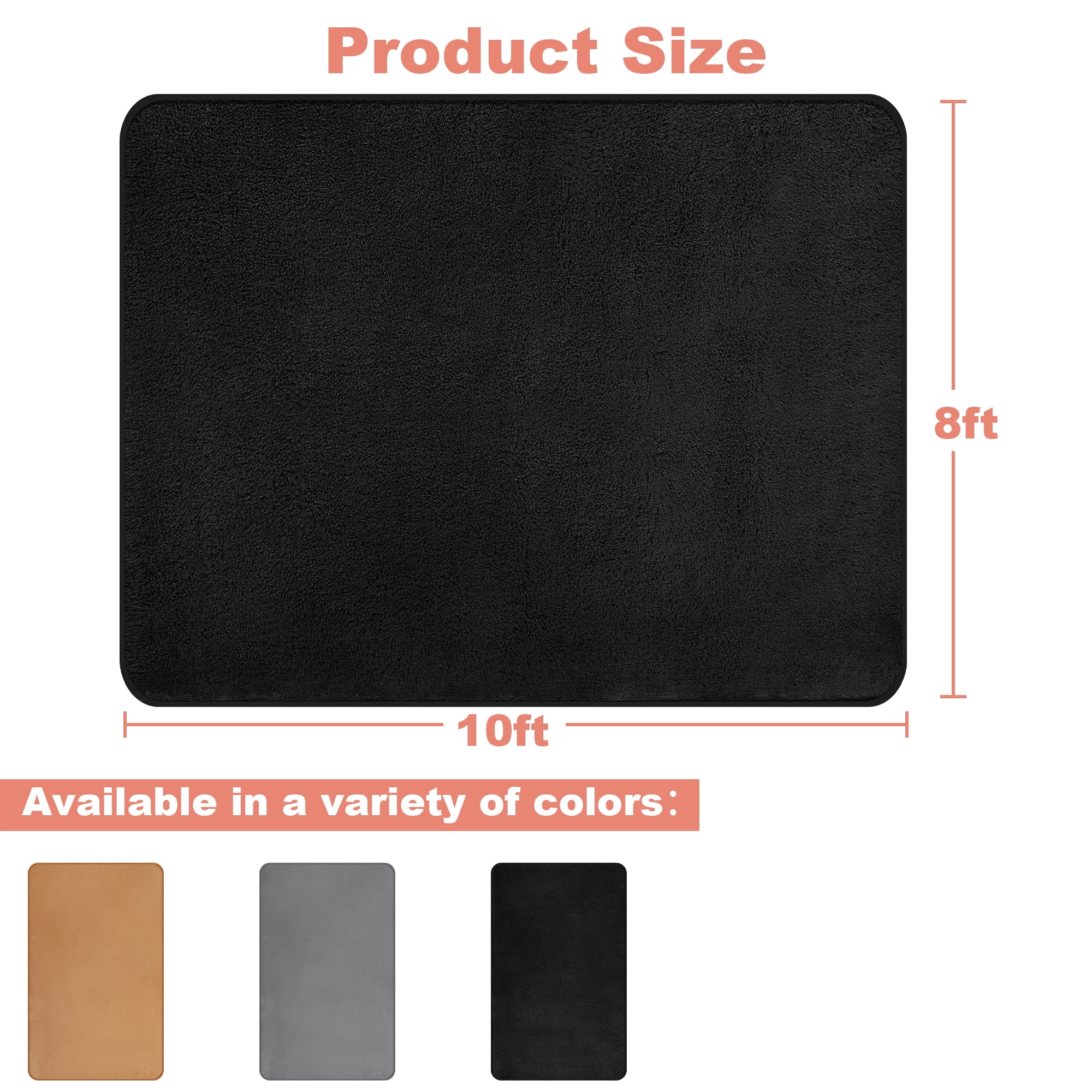 Nefoso Low Pile Area Rug, 8ft x 10ft Soft Fluffy Area Rugs for Living Room Bedroom Decor Carpet, Black
