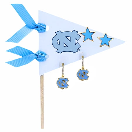 E203 - UNC : University of North Carolina Pennant Pair College Logo Earring Set