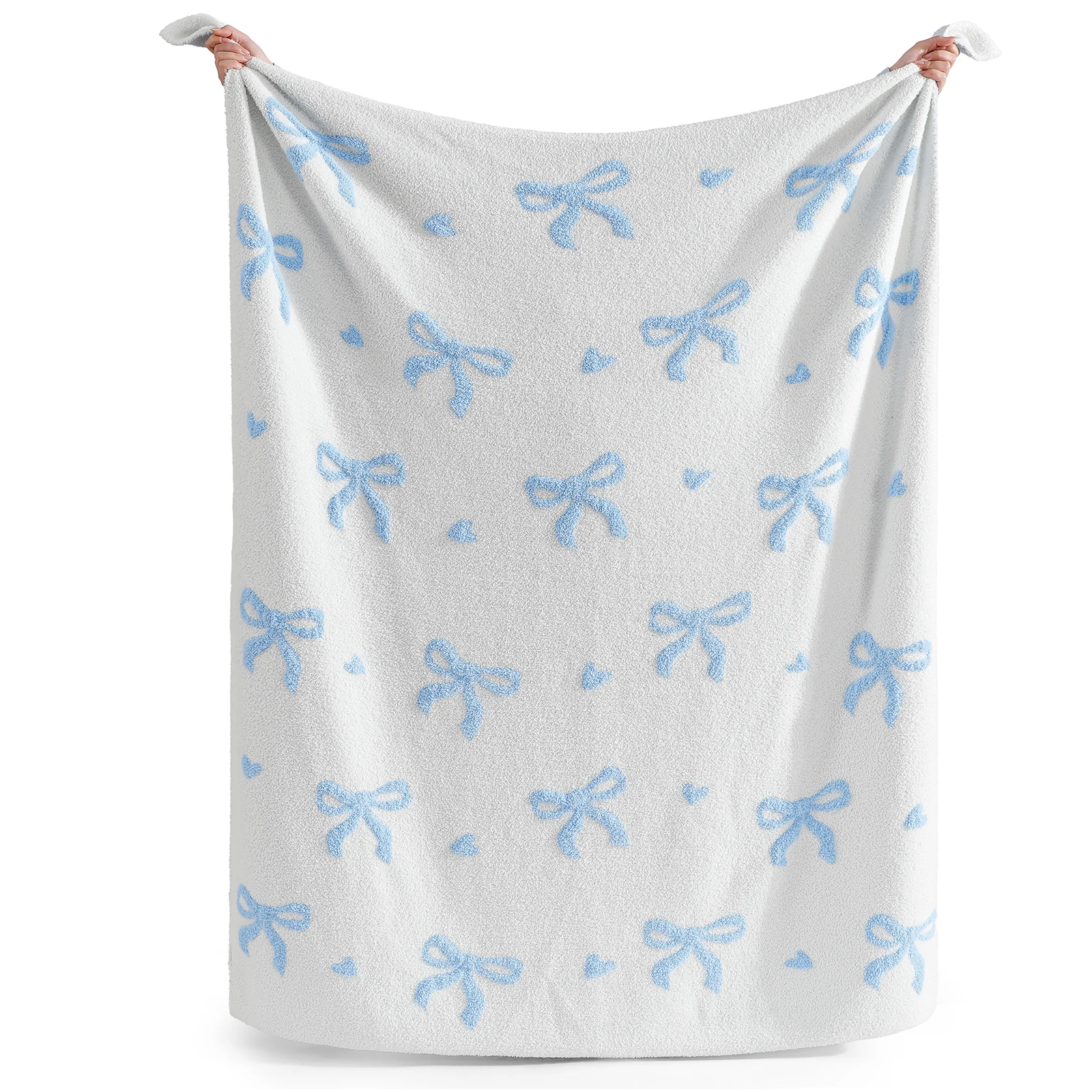 Catami Soft 3D Reversible Throw Blanket,Pink Bow,50*60