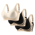 thumbnail image 2 of 3PCS Wirefree Sports Bras for Women No Underwire Push up Plus Size Solid Color Full Coverage Bralette Bras Breathable Underwear Daily Bra for Women Black XL, 2 of 3
