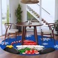 thumbnail image 3 of Round Rugs 8Ft, Blue Gnomes Christmas Round Area Rug Washable Indoor Throw Carpet, Snowflake Xmas Balls Large Non Slip Circle Rug for Kids Room RV Home Decor Aesthetic, 3 of 8
