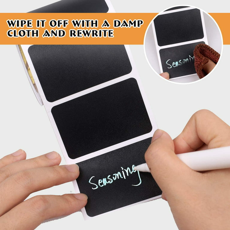 156 Premium Chalkboard Labels with Erasable White Chalk Marker Included - Chalk Board Mason Jar Labels - Removable Blackboard Sticker Label for Jars