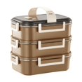 thumbnail image 2 of Fiambrera Bento Box sellable, apilable, a prueba de fugas, reutilizable, contenedor de alimentos para senderismo, viajes, picnic, pesca, adultos , marrón, 2 of 8