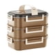 thumbnail image 1 of Fiambrera de acero inoxidable, recipiente para alimentos, recipiente hermético con 2 compartimentos, caja de embalaje, caja Bento para viajes, marrón, 1 of 9