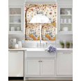 thumbnail image 3 of Fall Thanksgiving Swag Kitchen Curtains Sets for Windows 24 Inch Length, Orange White Pumpkin Maple Leaf Short Window Curtain Panels Swags Valances and Tiers 3 Piece Set for Cafe/Dining Room, 3 of 5