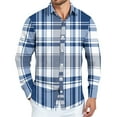 thumbnail image 2 of Dwelliawo Men's Shirt Plaid Flannel Shirts Long Sleeve Button Down Shirt Vintage Loose Shirts Casual Tops with Pocket Royal Blue L, 2 of 4