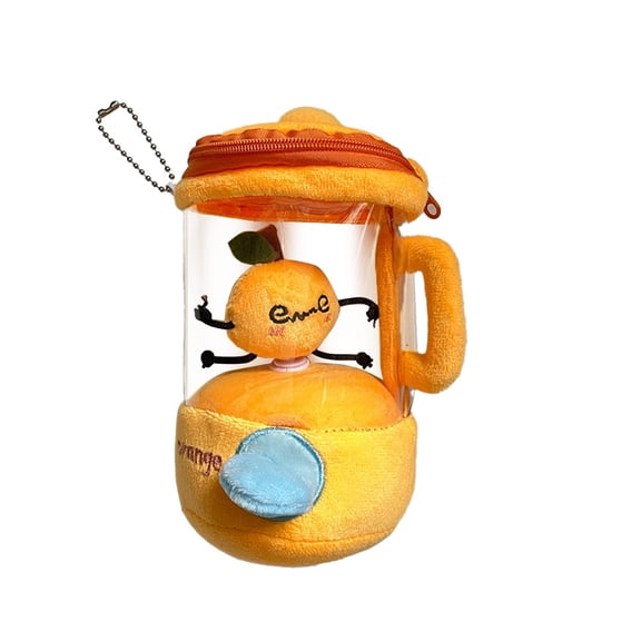 Cute Plush Orange Juice Cup Toy with Handle and Zipper Soft and Adorable Stuffed Fruit Toy for Kids and Collectors