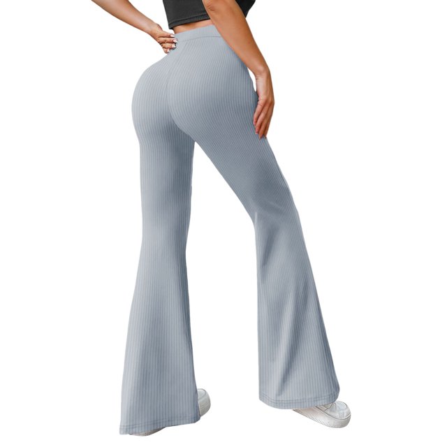 Pantalones rectos de yoga para mujer: tiro medio, pierna ancha, cintura elástica, bolsillos laterales profundos, lavado a mano, poliéster-spandex, tallas XS-XL, para el trabajo/el fin de semana.