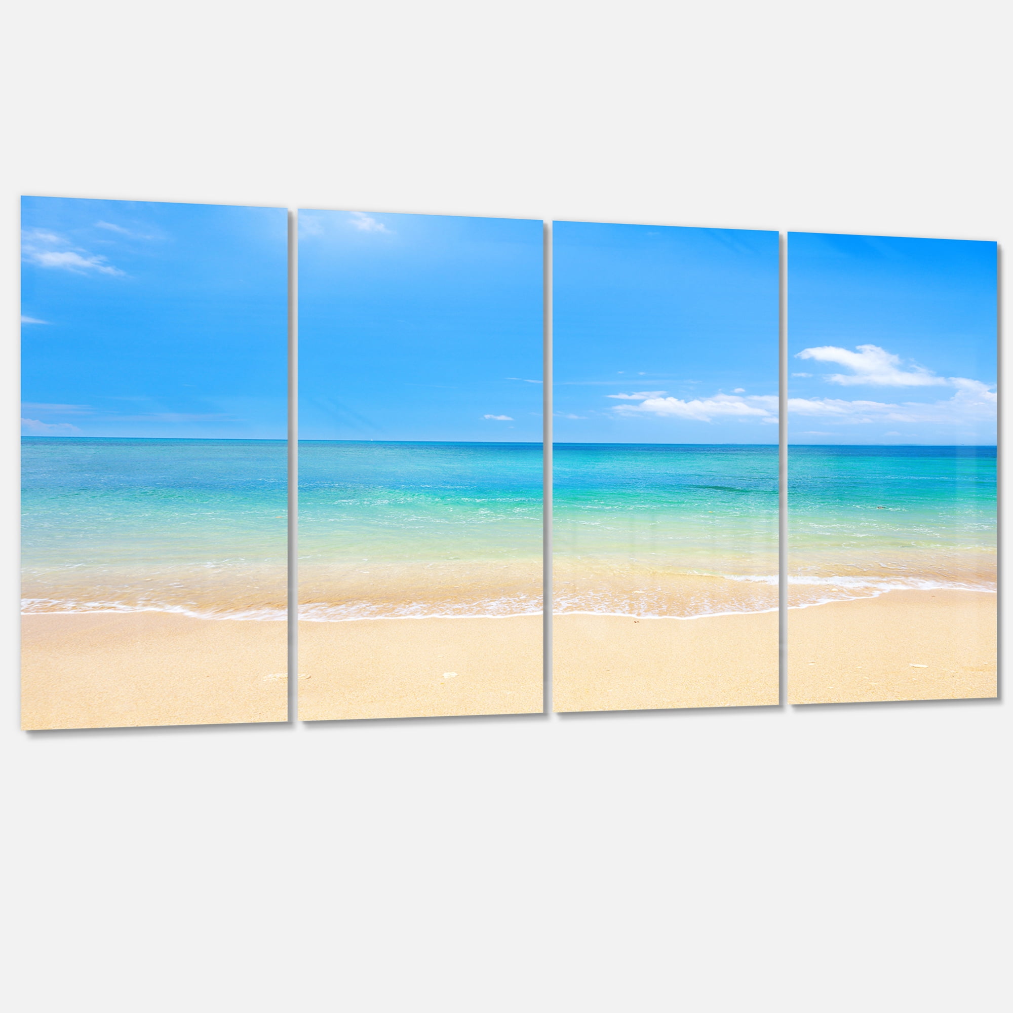 Designart 'Blue Waters Below Blue Sky ' Seashore Photo Canvas Print