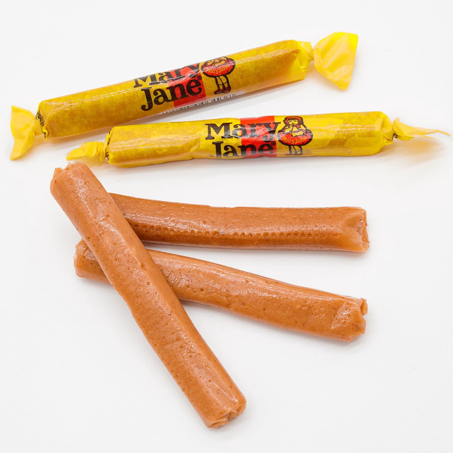 MARY JANE Candy FUN SIZE 4 lb – Anti Melt Pack, Peanut Butter Flavored, Bulk Resealable Bag, Old Fashioned Caramel, Individually Wrapped Chewy Taffy
