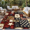 thumbnail image 2 of American Flag Outdoor Rug 5x7 Ft - Reversible Patio Rug Outdoor Camping Rugs, Texas Star Farmhouse Sunflowers Blue Red Washable Indoor Outdoor Area Rugs, Non-Slip Outdoor Carpet Runner for Deck/Porch, 2 of 8