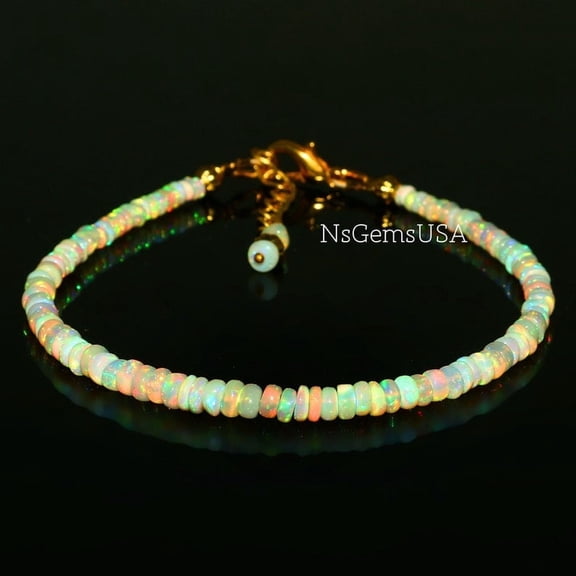 Rainbow Fire Ethiopian Opal Bracelet: Beaded Gemstone Jewelry