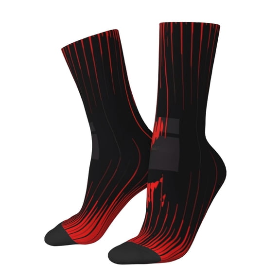Xecao Minimalist Skull Red Pattern Sport Socks for Women and Men Crew Socks Sporty Calf Socks Casual Socks